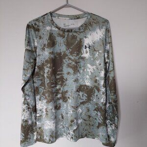 Under Armour UA Women's Sz L Velocity Printed Long Sleeve Top Green & white